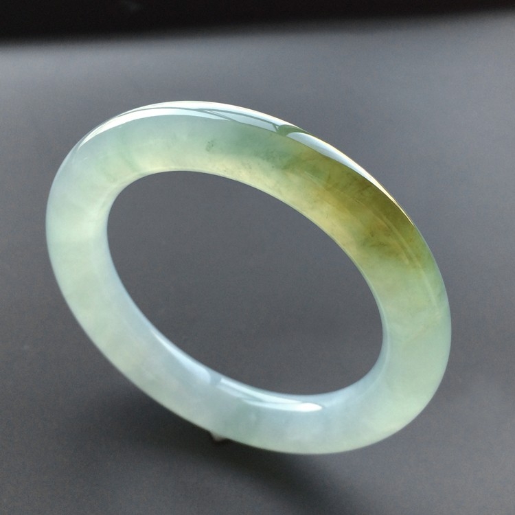 (超值推荐)冰种晴水褐黄翡圆条手镯(56mm)