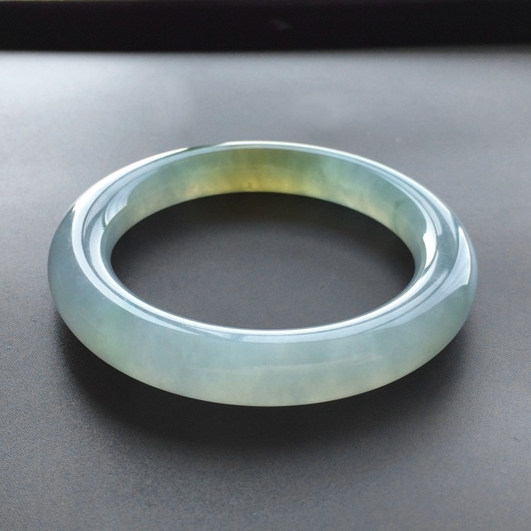 (超值推荐)冰种晴水褐黄翡圆条手镯(56mm)