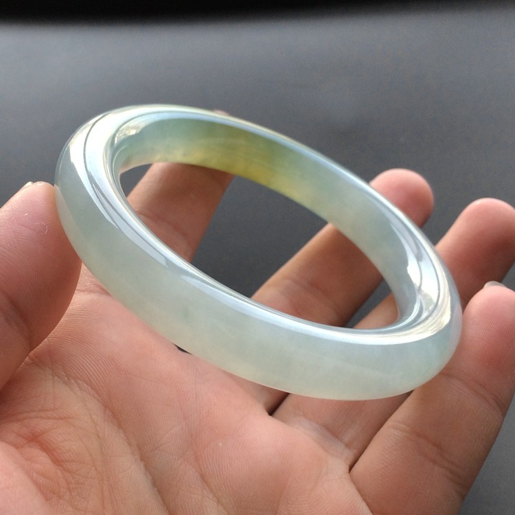 (超值推荐)冰种晴水褐黄翡圆条手镯(56mm)