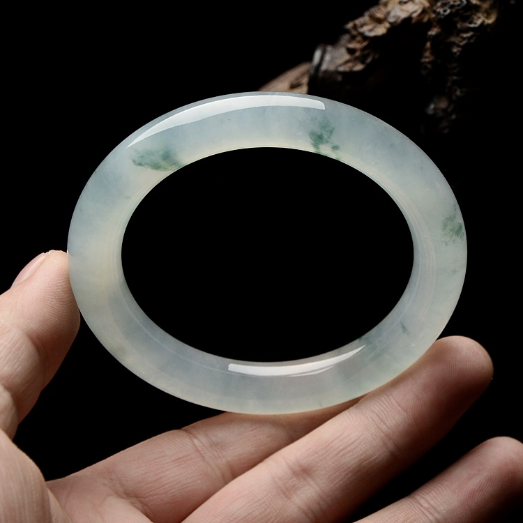 （超值推荐）冰种飘花圆条手镯（55.3mm）
