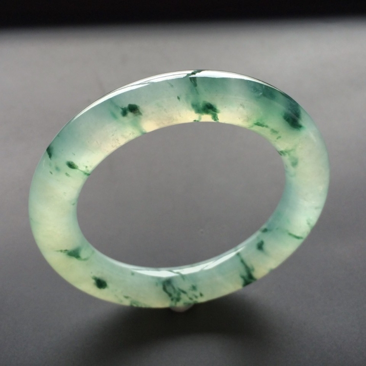 (超值推荐)冰种飘花圆条手镯(54.5mm)