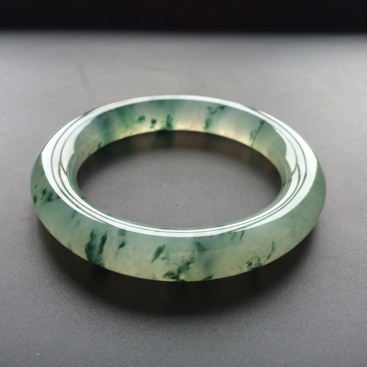 (超值推荐)冰种飘花圆条手镯(54.5mm)