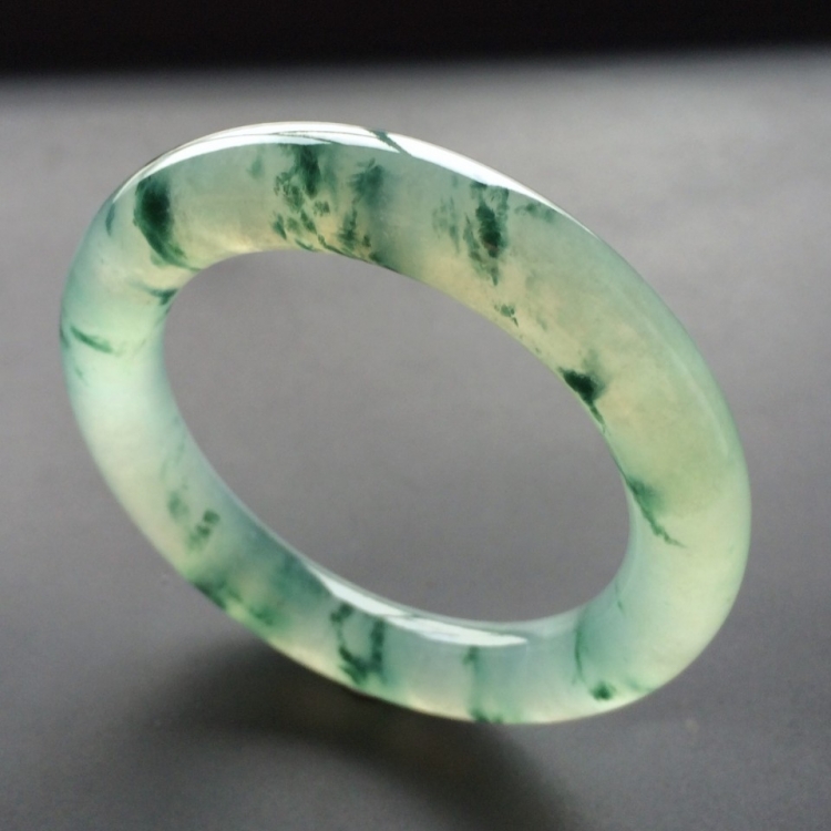 (超值推荐)冰种飘花圆条手镯(54.5mm)