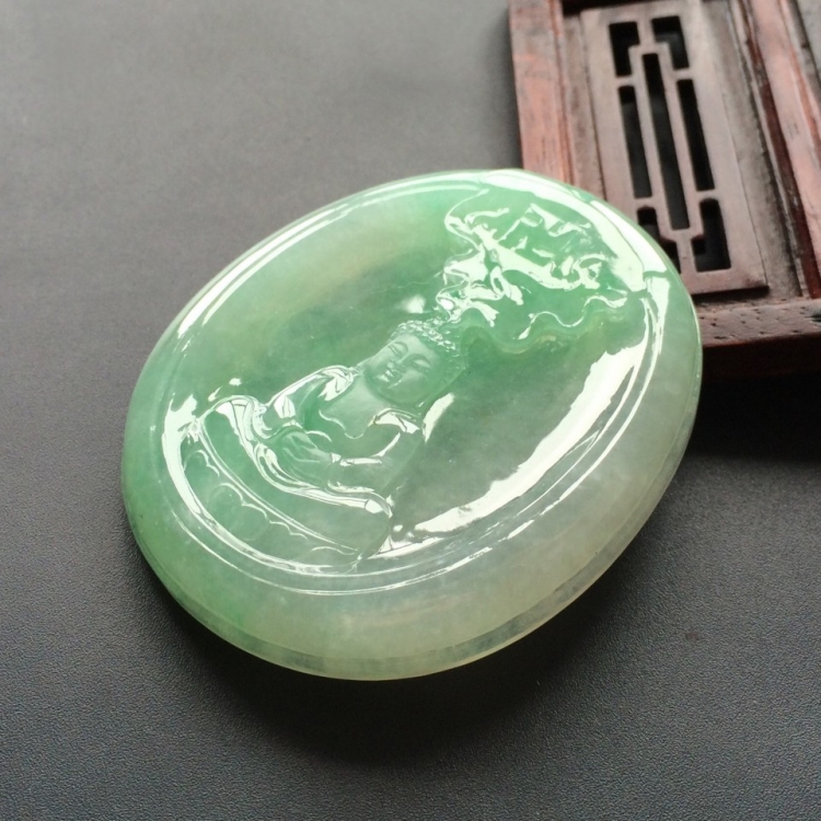 (超值推荐)冰种飘翠阿弥陀佛挂件