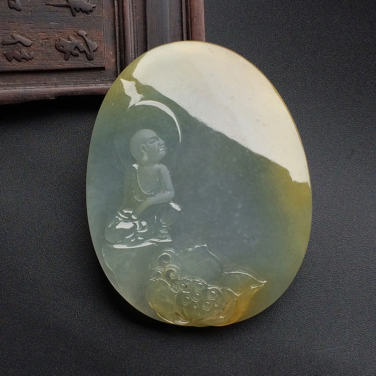 （超值推荐）糯冰种晴水黄翡悟道挂件