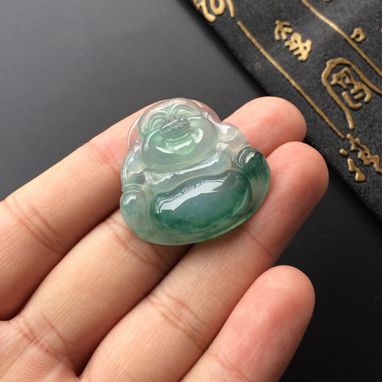 (超值推荐)冰种飘花玉佛挂件