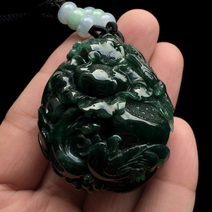 （超值推荐）糯冰种蓝水富贵花开挂件