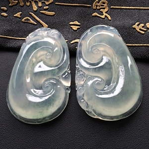 (超值推荐)冰种略飘花如意挂件一对走