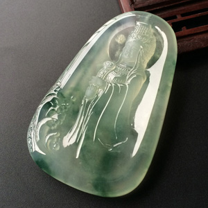 (超值推荐)冰玻种飘花妈祖挂件