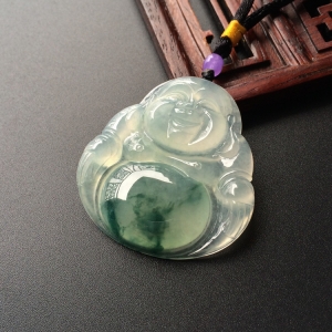 (超值推荐)冰种飘花玉佛挂件