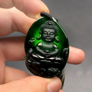 （超值推荐）冰玻种墨翠宝宝佛挂件