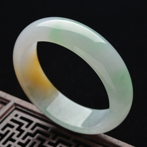 (超值推荐)糯冰种黄翡飘花手镯(57.6mm)