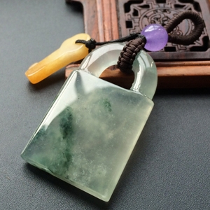 (超值推荐)冰种/糯冰种飘花/黄翡平安锁挂件