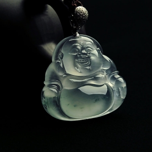 （超值推荐）冰玻种飘花玉佛挂件