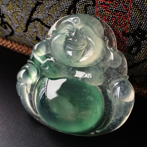 (超值推荐)冰玻种飘花玉佛挂件