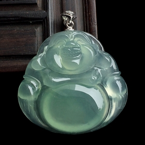 冰种晴水略飘花玉佛挂件