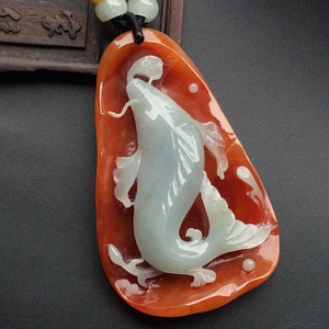 （超值推荐）糯冰种红黄翡年年有余挂件