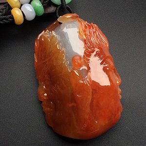 （超值推荐）（高松峰大师作品）糯冰种红黄翡一念之间挂件