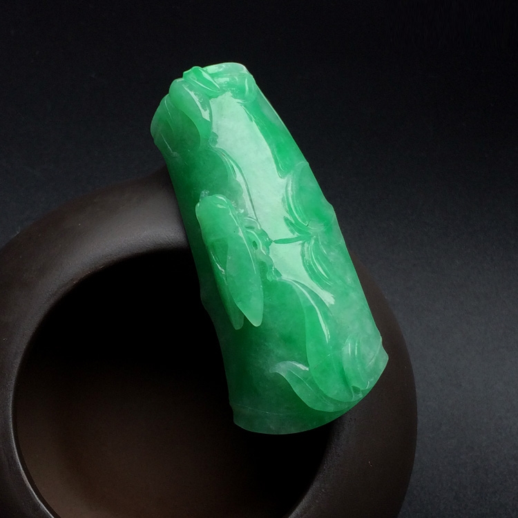 糯冰种翠色节节高挂件