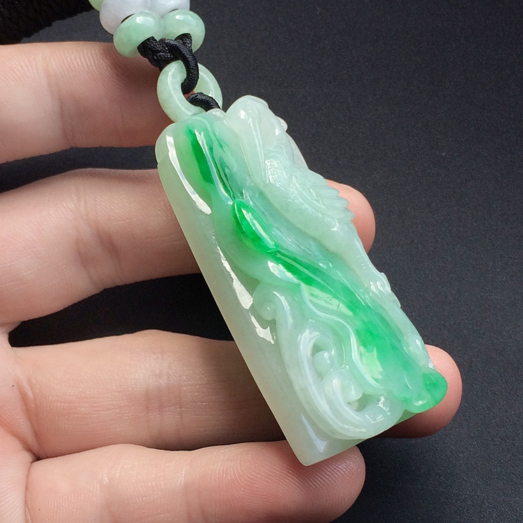 （超值推荐）糯冰种飘翠一路连科挂件