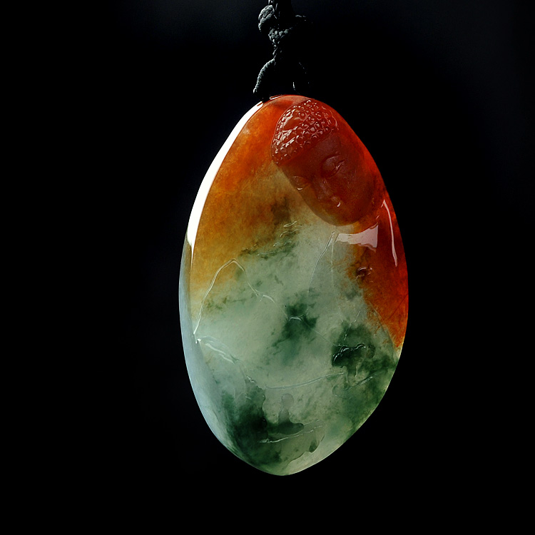 (超值推荐)糯冰种红黄翡飘花普度众生挂件