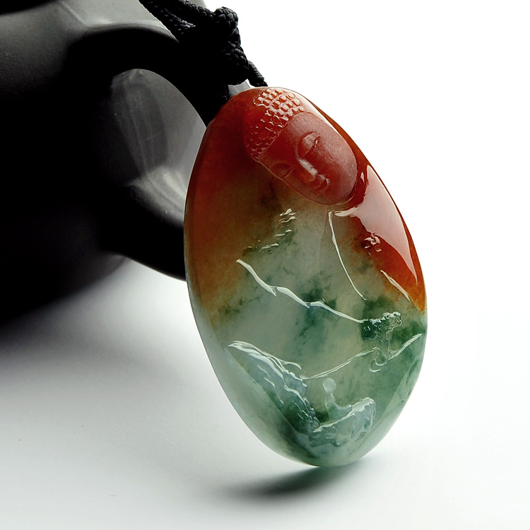 (超值推荐)糯冰种红黄翡飘花普度众生挂件