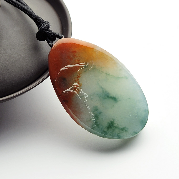 (超值推荐)糯冰种红黄翡飘花普度众生挂件