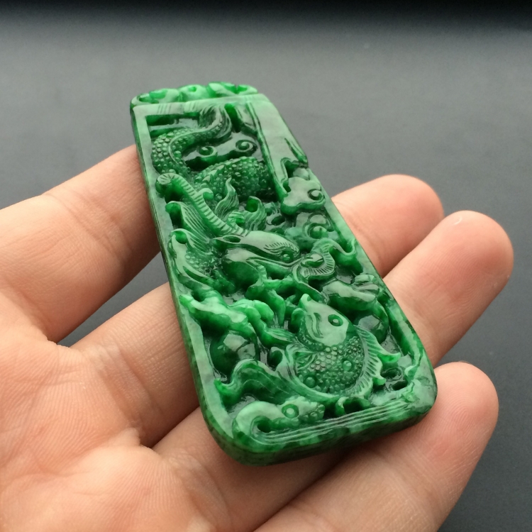 (超值推荐)糯冰种花青龙牌挂件