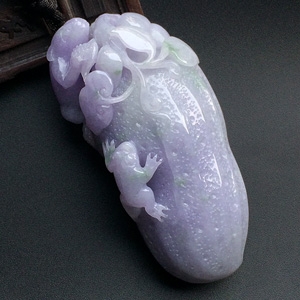 （超值推荐）糯冰种紫罗兰略飘花生意兴隆挂件