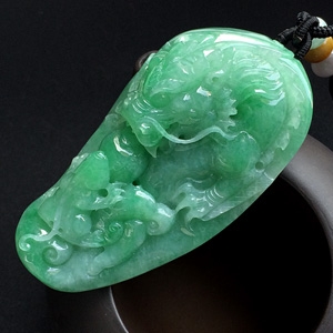 糯冰种豆色望子成龙挂件