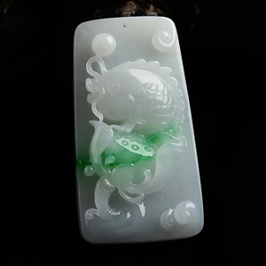 （超值推荐）糯冰种飘翠年年有余挂件