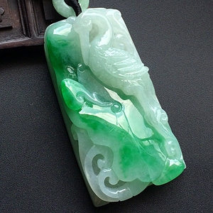 （超值推荐）糯冰种飘翠一路连科挂件