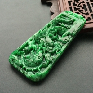 (超值推荐)糯冰种花青龙牌挂件
