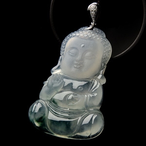 冰种飘花宝宝佛挂件