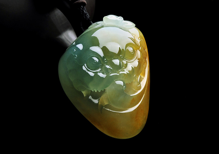 冰种晴水黄翡福寿如意挂件/手玩件