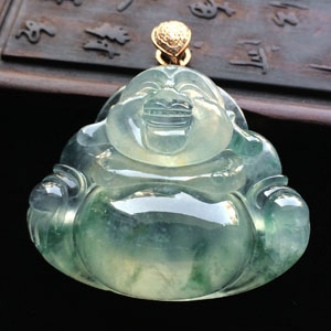 （超值推荐）冰种飘花玉佛挂件