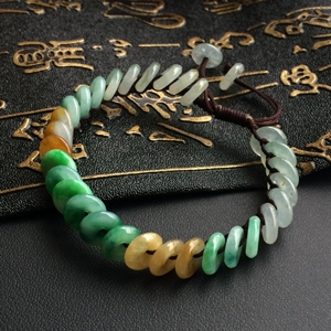 (超值推荐)冰种/糯冰种三彩平安扣手链