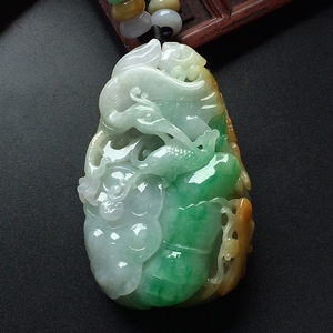 (超值推荐)糯冰种三彩一路连科挂件