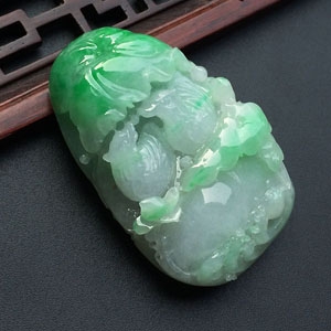 （超值推荐）糯冰种飘翠百年好合挂件