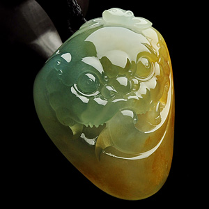 冰种晴水黄翡福寿如意挂件/手玩件