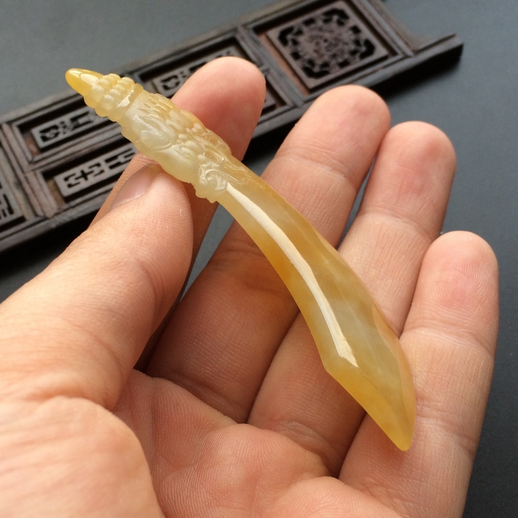(超值推荐)糯冰种黄翡开天辟地挂件