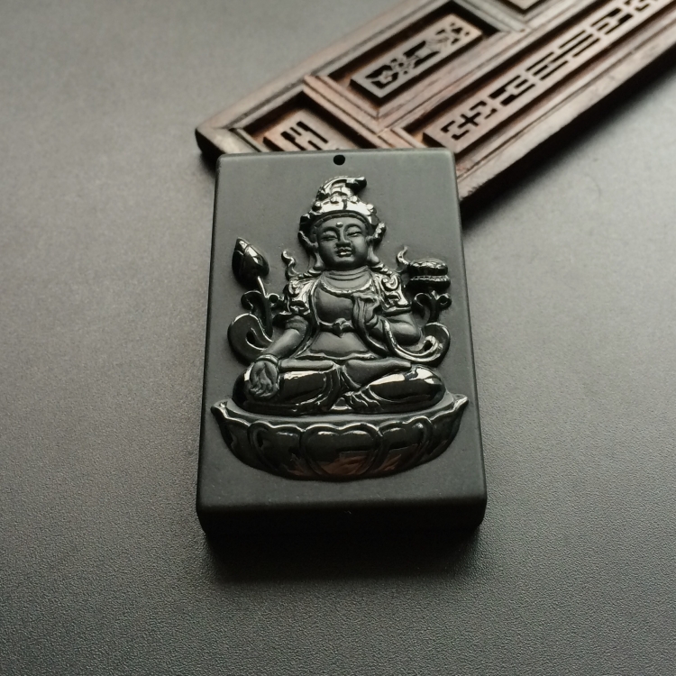 (超值推荐)细糯种墨翠白度母挂件