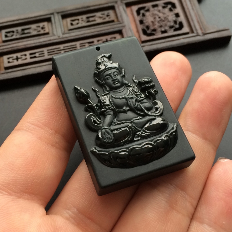 (超值推荐)细糯种墨翠白度母挂件