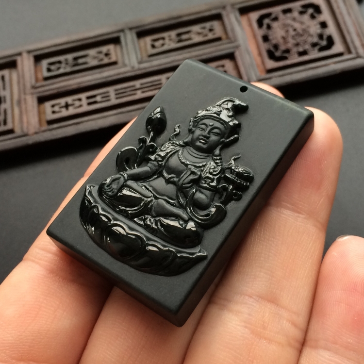 (超值推荐)细糯种墨翠白度母挂件