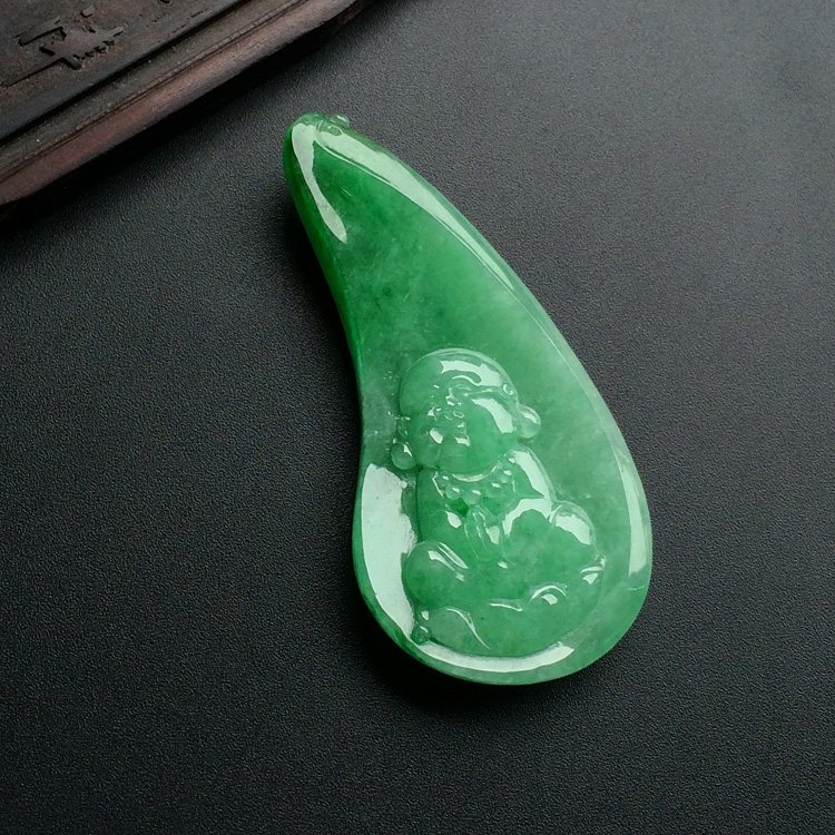 糯冰种飘阳绿宝宝佛挂件