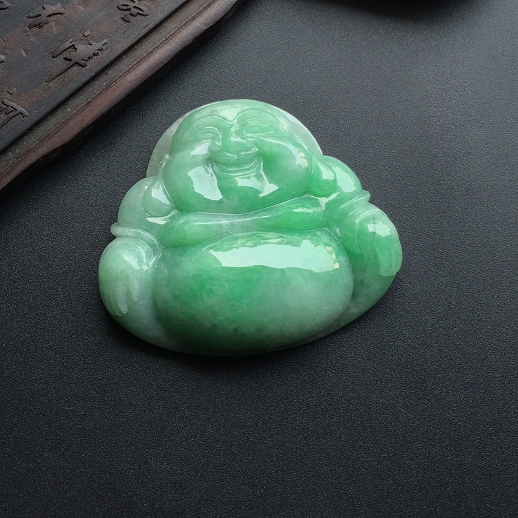 糯冰种飘翠玉佛挂件