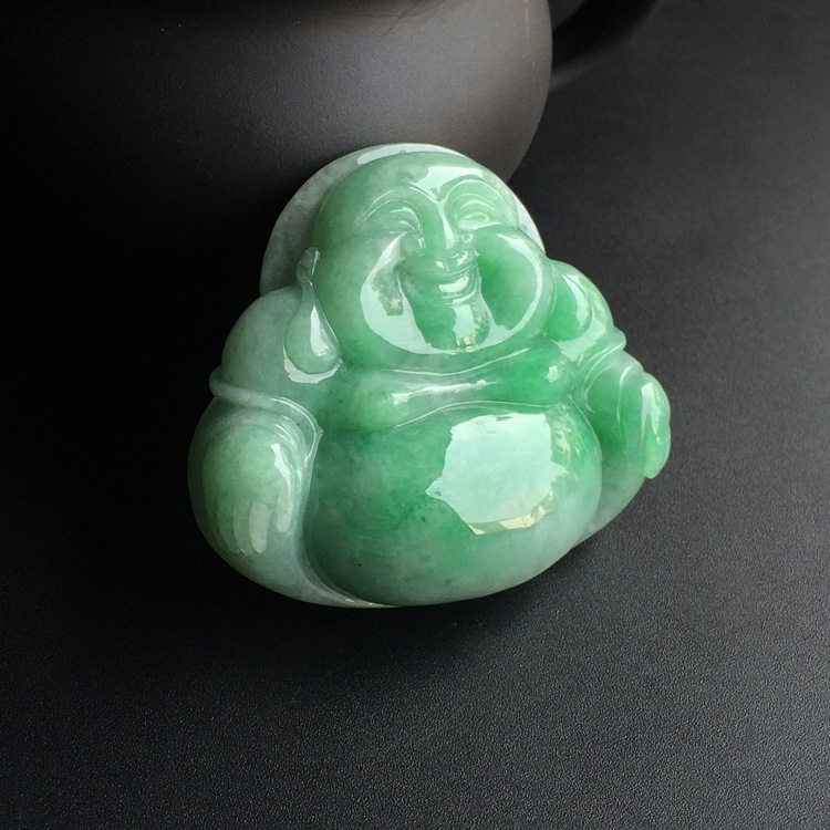 糯冰种飘翠玉佛挂件