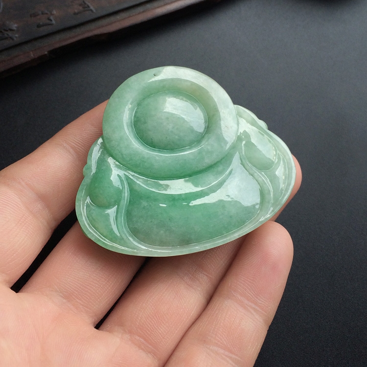 糯冰种飘翠玉佛挂件
