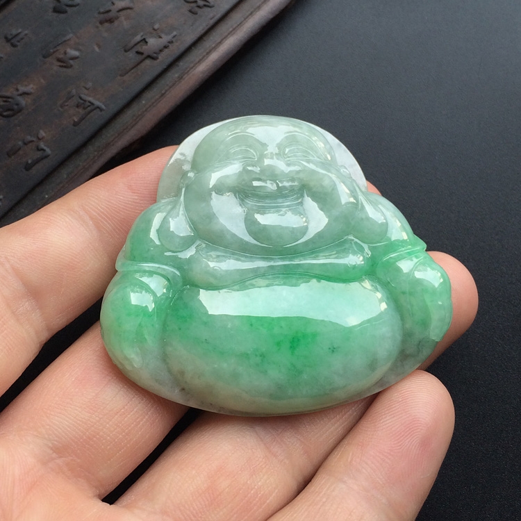 (超值推荐)糯冰种飘翠玉佛挂件
