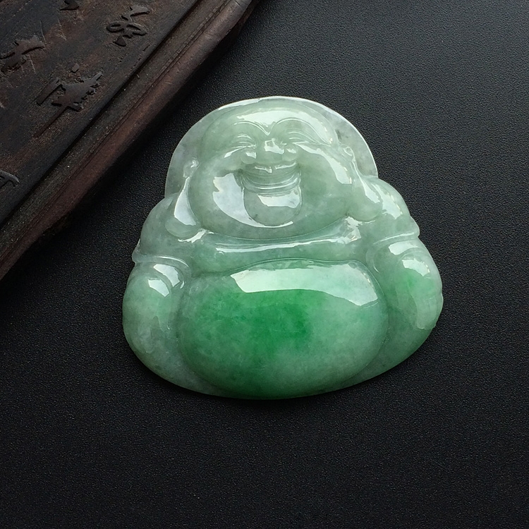 (超值推荐)糯冰种飘翠玉佛挂件